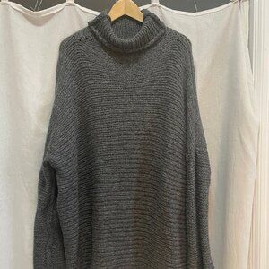 Grey Loose-Knit Soft Long Sweater